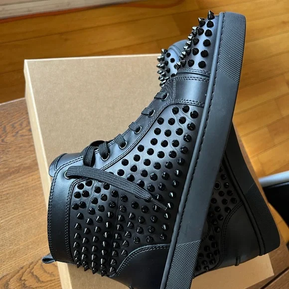 Christian Louboutin Black Orlando Flat Spiked Sneakers - Picture 10 of 16